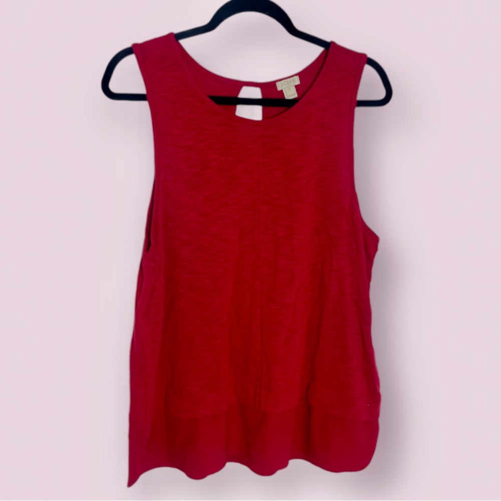 J. Crew Solid Tank Scallop Two Toned Chic Classy Party Classic Everyday Blouse